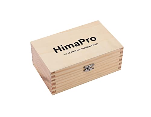 HimaPro Letter and Number Stamp Set 36pcs 40Cr Alloy Steel Metal Stamp Number & Letter Punch Set in a Wooden case (6mm 1/4 Inch)
