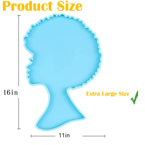 Afro Molds for Epoxy Resin(16 x 11 Inch) , Afro Female Resin Molds, Afro Woman Resin Tray Molds, Afro Lady Girl Silicone Tray Molds for Resin Casting DIY Jewelry Holder Home Decoration