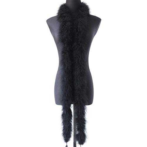 2 Yards Fluffy Marabou Feather Boa for Crafts Wedding Party Christmas Tree Decoration 22 Grams (Black)