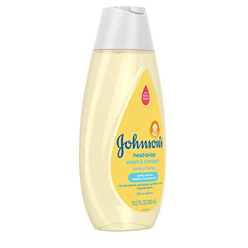 Johnson's Head-to-Toe Gentle Baby Body Wash & Shampoo, Tear-Free, Sulfate-Free & Hypoallergenic Bath Wash & Shampoo for Baby's Sensitive Skin & Hair, Washes Away 99.9% of Germs 10.2 fl. oz