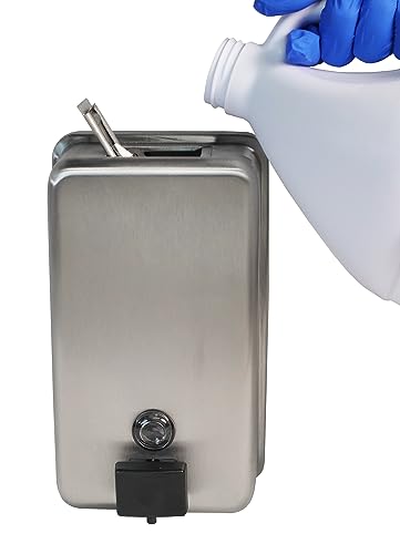 BOBRICK 2111 ClassicSeries Stainless Steel Surface-Mounted Soap Dispenser, Satin Finish, 40 fl. oz. Capacity, 8-1/8" Height, 4-3/4" Width