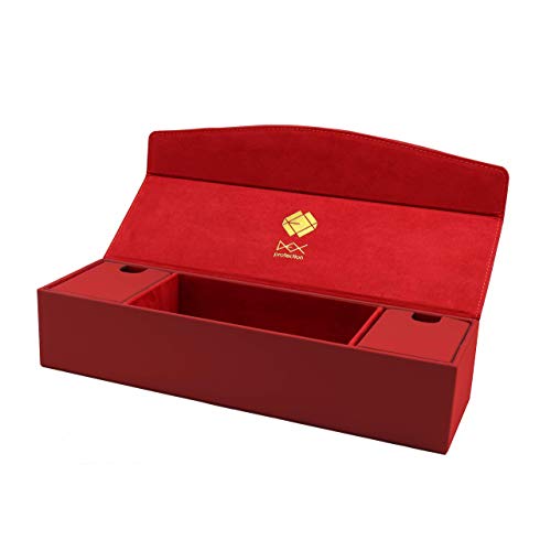 Dex Protection The Game Chest – Storage for 360+ Single Sleeved Cards | Dual Side Accessory Compartments | Wood Construction with Suede Interior (Red)