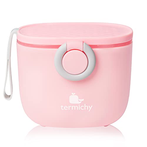 Termichy Baby Formula Dispenser, Portable Milk Powder Dispenser Container with Carry Handle and Scoop for Travel Outdoor Activities with Baby Infant, 8.8OZ, 0.55LB, 250g (Pink)