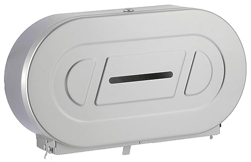 BOBRICK 2892 ClassicSeries Stainless Steel Surface-Mounted Twin Jumbo-Roll Toilet Tissue Dispenser, Satin Finish, 5-5/16" Length, 11-3/8" Height, 20-13/16" Width