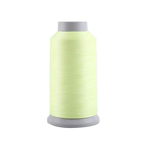 Embroidery Thread, Spools Polyester Glow in The Dark Embroidery Thread for Brother Babylock Janome Singer Pfaff Husqvaran Bernina Machines(Middle-Yellow 3000 Yards)