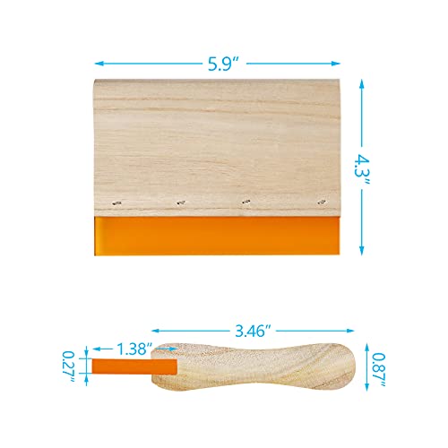 DELIOU Silk Stencil Screen Printing Squeegee，Wooden Ink Scraper for Screen Printing (5.9 inch) Water Squeegee - 75 Durometer) (5.9inch)