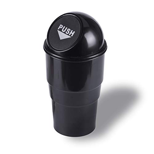 JUSTTOP Mini Car Trash Can, Small Automatic Portable Trash Can with Lid, for Car Home Office (Black)
