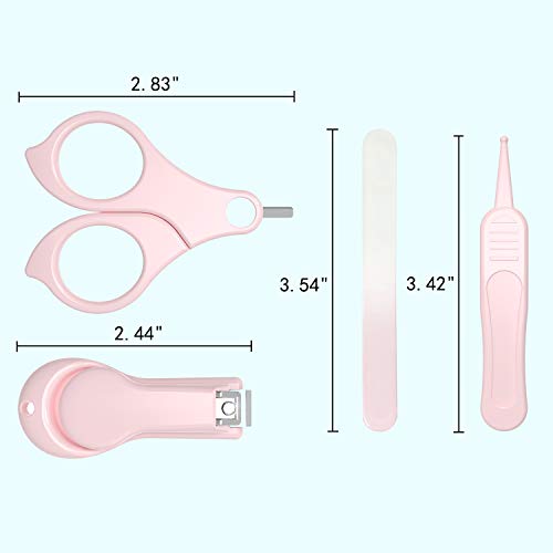 YIVEKO Baby Nail Kit, 4-in-1 Baby Nail Care Set with Cute Case, Baby Nail Clippers, Scissors, Nail File & Tweezers, Baby Manicure Kit and Pedicure kit for Newborn, Infant, Toddler, Kids-Owl Pink