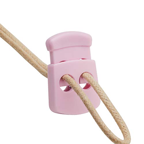 DYZD Multi-Purpose Plastic Double Hole Cord Lock for Drawstring, End Spring Stops Toggle Stopper for Paracord (10P, Pink)