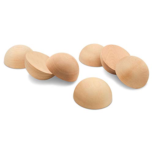 Wooden Split Balls 2-1/2 inch, Pack of 6 Wood Half Balls for Crafting and DIY Wreaths, by Woodpeckers