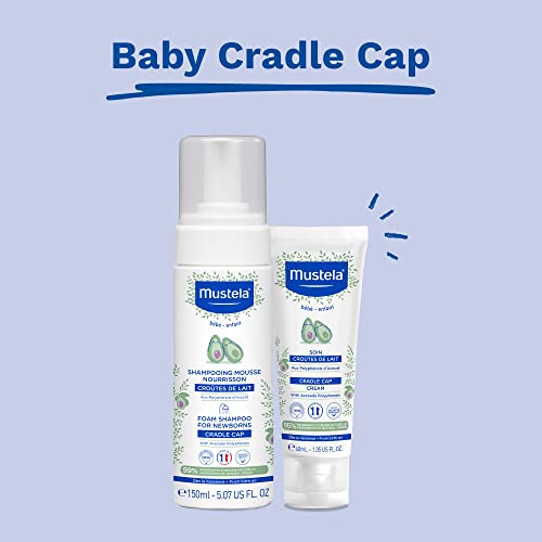 Mustela Cradle Cap Foam Shampoo for Newborn - Fragrance-Free Baby Shampoo for Seborrheic Dermatitis - Helps to minimize Scalp Flakes - Clinically & Dermatologist Tested - 5.07 fl. oz.