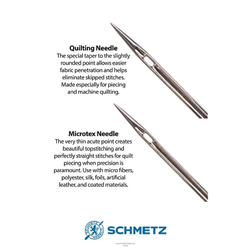 SCHMETZ Quilting and Microtex Sewing Machine Needle Combo Pack (10 Needles Total and 1 SCHMETZ ABC Pocket Guide)