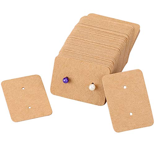 200 Pcs Earring Cards,3.5 x 2.5cm Blank Kraft Paper Ear Studs Earring Display Cards,Mini Price Label Tag Jewelry Cards (Brown)