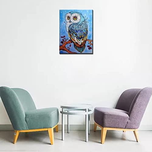 Owl Portrait Diamond Painting Kits for Adults, Kids 5D DIY Full Drill Round Crystal Rhinestone Embroidery Arts Craft Birds in The Branch Picture Wall Decor Gift 12x16 inch (Without Frame)