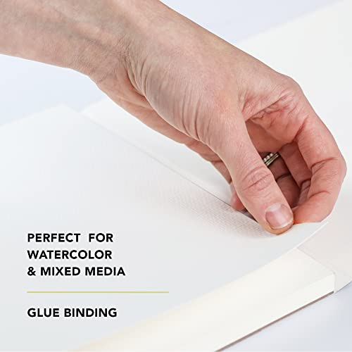 2PK - Thick 9x12 140lb / 300GSM Watercolor Paper Glue Bound (25 Sheets / 50 Total) Cold Press, Textured Sketchbook for Water Color Painting for fine Detailed Work & Sketching Paper for Artists & Kids