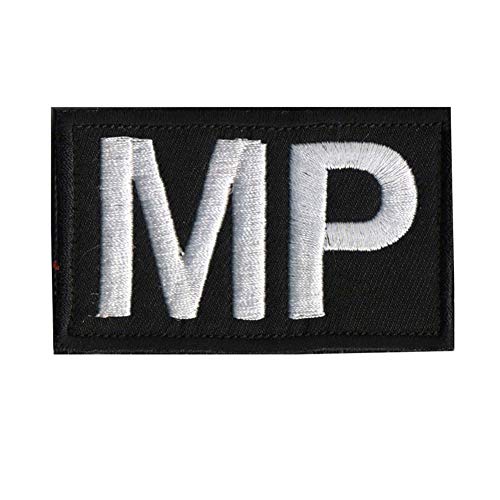 MP Patch Military Police Brassard Tactical Army OCP Morale Embroidered Badges Touch Fastener Motorcycle Biker Armband for Caps Backpack Coats Vest (Black White)