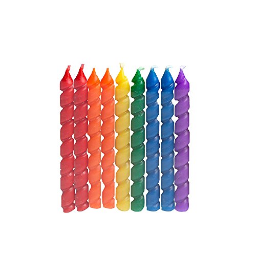 Classic Spiral Birthday Candles - 3", Rainbow Colors, 10 Pcs