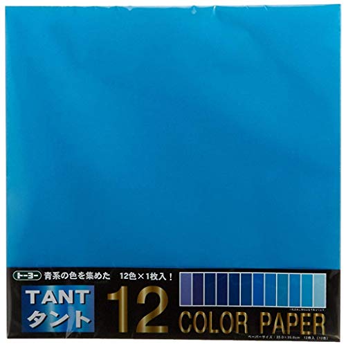 Toyo 068302 Origami Tanto Color Paper, 13.8 inches (35 cm) Square, Blue, Pack of 12