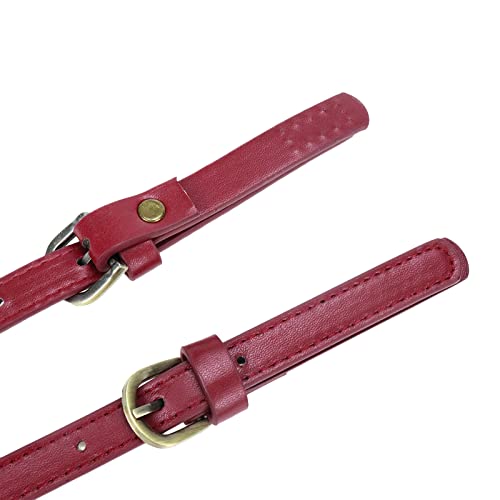 Semetall PU Leather Replacement Purse Straps 2 Pcs 65cm to 71cm Wine Red Replacement Purse Strap Leather Handles for Bags,Purse Strap Replacement