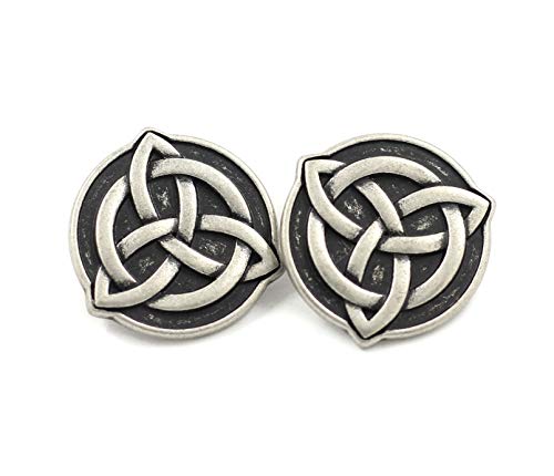 Bezelry 10 Pieces Celtic Trinity Knot Metal Shank Buttons. 22mm (7/8 inch) (Antique Silver)