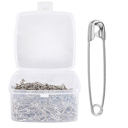 iRIIRIO Safety Pins Bulk Craft Pins 38mm/1.5inch 500pcs/Box Silver Metal Pins Steel Safety Pins for Marathon or Sports Games Home or Office Use