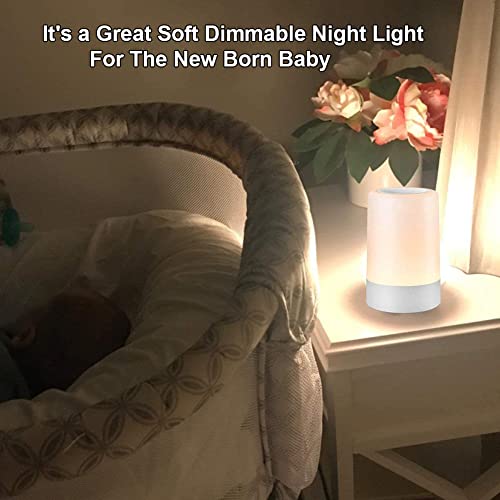G Keni Nursery Night Light for Babies, LED Bedside Touch Sensor Lamp for Kids Breastfeeding and Sleep Aid, USB Rechargeable Nursery Lamp Dimmable Warm Night Light, Soft Eye Caring