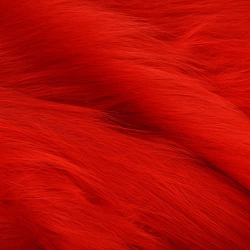 Faux Fur Fabric Craft Fur for Crafts,Gnomes,Costume,Fursuit,Decoration(10x10 inches,Red)