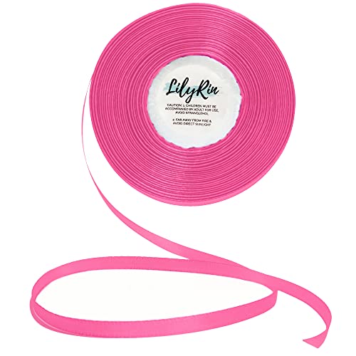 Hot Pink Ribbon 1/4 Inches 36 Yards Satin Roll Perfect for Scrapbooking, Art, Wedding, Wreath, Baby Shower, Packing Birthday, Wrapping Christmas Gifts or Other Projects Neon