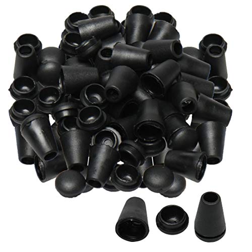 uxcell 100pcs Bell End Stopper Cord Rope Ends Locks Lanyard Clips Fastener Black for Backpack Drawstrings Accessories