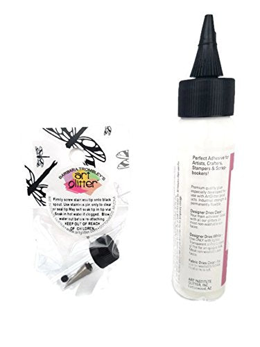 Art Glitter Glue Designer Dries Clear Adhesive 2 oz with Ultra Fine Metal Tip