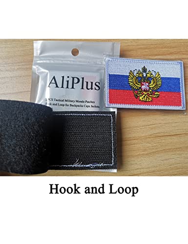 2 PCS AliPlus Russian Flag Emblem Patches Russia Patch Embroidered Morale Patch Applique Fastener Hook and Loop(Emblem)