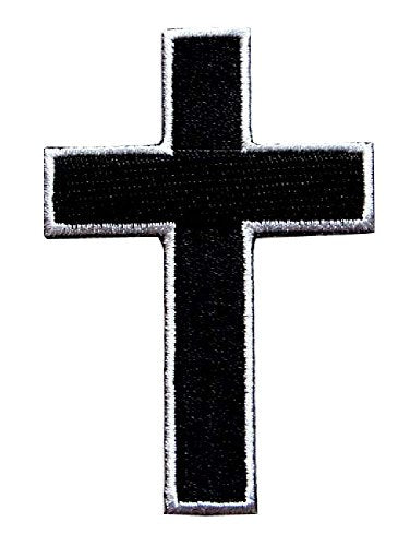 Black & White Cross Motorcycles Biker Embroidered Iron on Patch