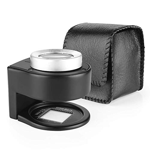 30X Loupe Magnifier with 6 Light,Desktop Portable Metal Magnifier Folding Scale Sewing Magnifing Glass for Textile Optical Jewelry Tool Coins Currency (Black)