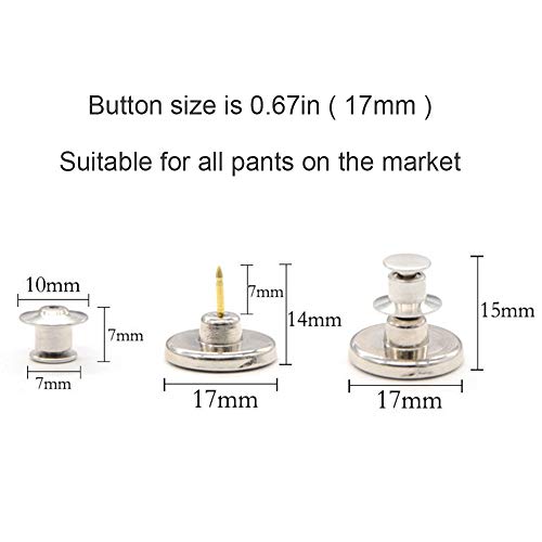 12 Pcs Replacement Button Pins for Jean, Perfect Fit Adjustable Instant Jean Buttons,No Sew Jean Button Pins for Pants, Extend or Reduce Any Jean Pants Waist