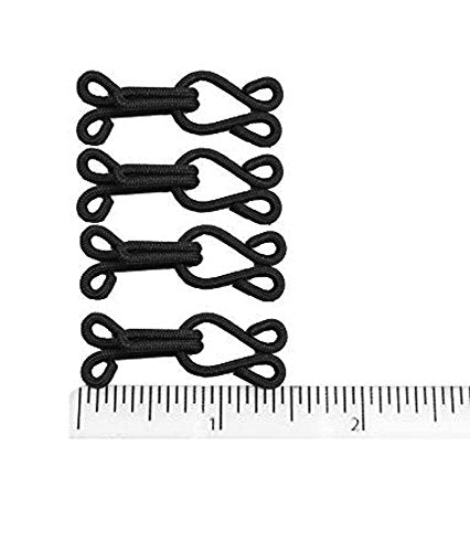 4 x Black Large Covered Hooks & Eye Sewing Closure for Fur Coat Jacket Cape Stole Bracelet Jewelry Books Crafts and More