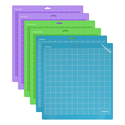 Welebar 6 Pack Cutting Mats for Silhouette Cameo 4/3/2/1, 12x12 Inch StandardGrip/LightGrip/StrongGrip, Cutting Mats for Sewing, Quilting, Craft…