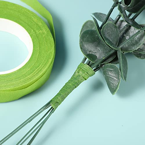 Pengxiaomei Floral Arrangement Kit, Floral Tape and Floral Wire with Cutter,Green Floral Tape 22 Guage Floral Stem Wire 26 Gauge Green Floral Wire for Bouquet Stem Wrap Florist, Wreath Making Supplies