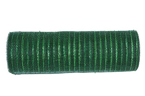 10 inch x 30 feet(10 Yards)-YYCRAFT Metallic Poly Mesh Ribbon for Decoration/Wreath Making Craft(Dark Green)
