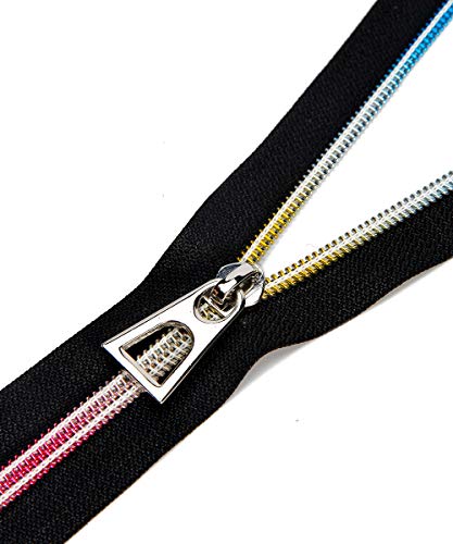 Nylon Zippers #5- Sewing Zippers Bulk Colorful Teeth- VOC DIY Zipper by The Yard Black with 20PCS Slider-Long Zippers for Tailor Sewing Crafts 10 Yards(Black Tape)