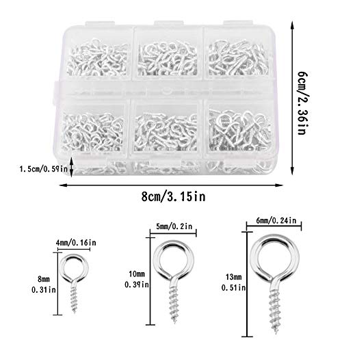 TOYMIS 400pcs Mini Screw Eye Pins, Mini Metal Eye Pins Small Eye Pin Pendants for DIY Art&Crafts, Jewelry Making Findings, Charm Bead Supplies (Silver, 3 Different Sizes)