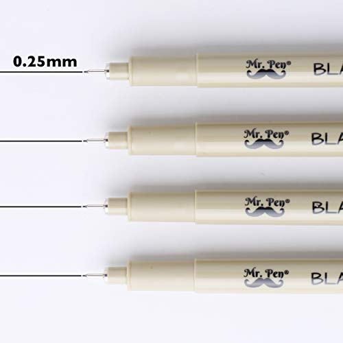 Mr. Pen- Black Fineliners, Fine Point Pens, 0.25mm, 4 Pack, Bible Pens No Bleed, Fine Tip Pens, Ultra Fine Point Pens, Black Fineliner Pens, Black Fine Point Pens, Black Art Pens, Christmas Gifts