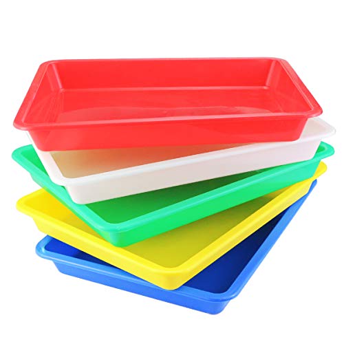 Weoxpr 5 Pack Multicolor Plastic Art Trays - Activity Tray Crafts Organizer Tray Serving Tray for School Home Art and Crafts, DIY Projects, Painting, Beads, Organizing Supply, 5 Color