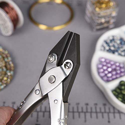 The Beadsmith Half Round/Flat Nose Parallel Pliers, 5.5 inches (140mm) Steel tool for jewelry making, with spring