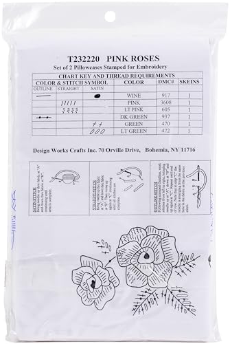 Tobin Design Works Crafts Stamped Pillowcases for Embroidery-Set of 2, Various