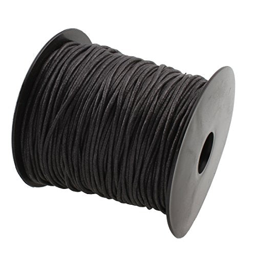 2mm 80Yards Waxed Thread Cotton Cord Plastic Spool String Strap Necklace Rope Bead for Necklace Bracelet DIY Making (Black)