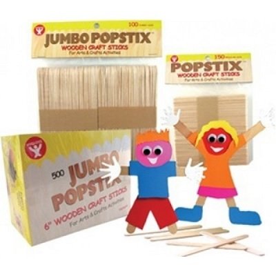 Hygloss Products, Inc Natural Wood Popstix - Jumbo Size Popsicle Sticks - Art Projects, Kids Crafts, Baking Supplies - 6 x 3/4 inches, 500 Pieces (72250)