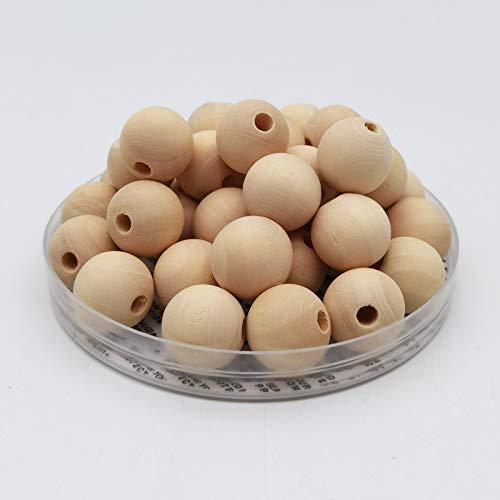 INSPIRELLE 160pcs 18mm Natural Wood Beads Unfinished Round Wooden Loose Beads Big Size Wood Spacer Beads with 10M Jute Twine for Craft Making Home Decoration