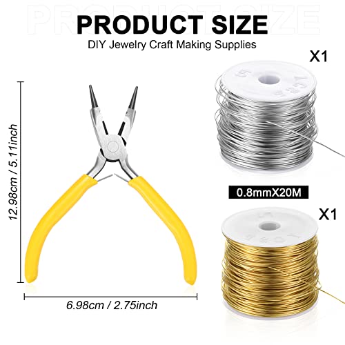 2 Rolls 20 Gauge Jewelry Making Wire and Pliers Resistant jewelry making craft wire Tarnish Copper Jewelry Wire Jewelry Beading Wire for DIY Jewelry Craft Making Supplies, Sliver and Gold, 0.8 mm