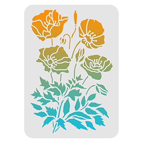 FINGERINSPIRE Wild Flower Stencils for Painting 11.7x8.3 Inch Large Flower Stencil for Walls Leaf Flower Blossom Stencils Reusable Drawing Stencils for Painting on Wood Wall Canvas Furniture Card