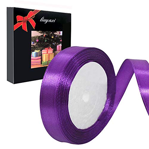 Solid Color Purple Satin Ribbon 5/8 inch X 25 Yard, Ribbons Perfect for Crafts, Hair Bows, Gift Wrapping, Wedding Party Decoration and More